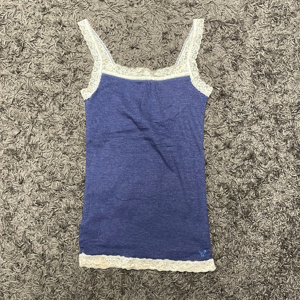 American Eagle Navy and Lace Tank Top